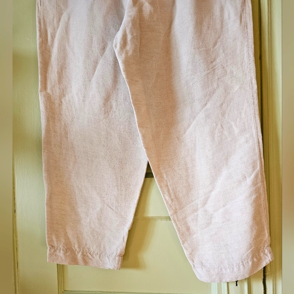 Madewell linen blend off-white wide leg straight pull on high rise casual pants - Picture 4 of 10